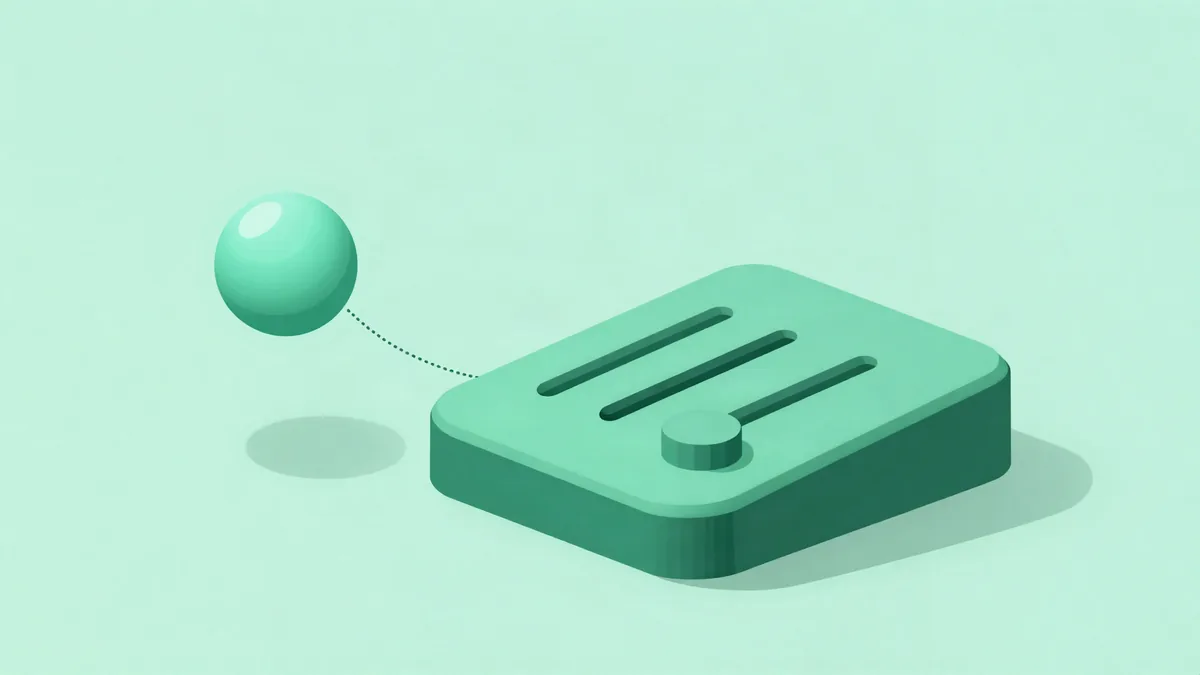 Illustration of a small glowing sphere floating beside a rounded control panel with sliders