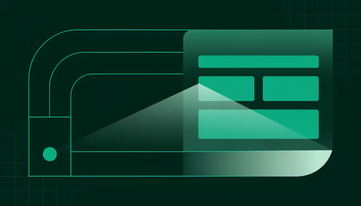 Abstract editorial illustration of a browser window connected by glowing network lines to a server node, representing client-side and server-side testing architecture