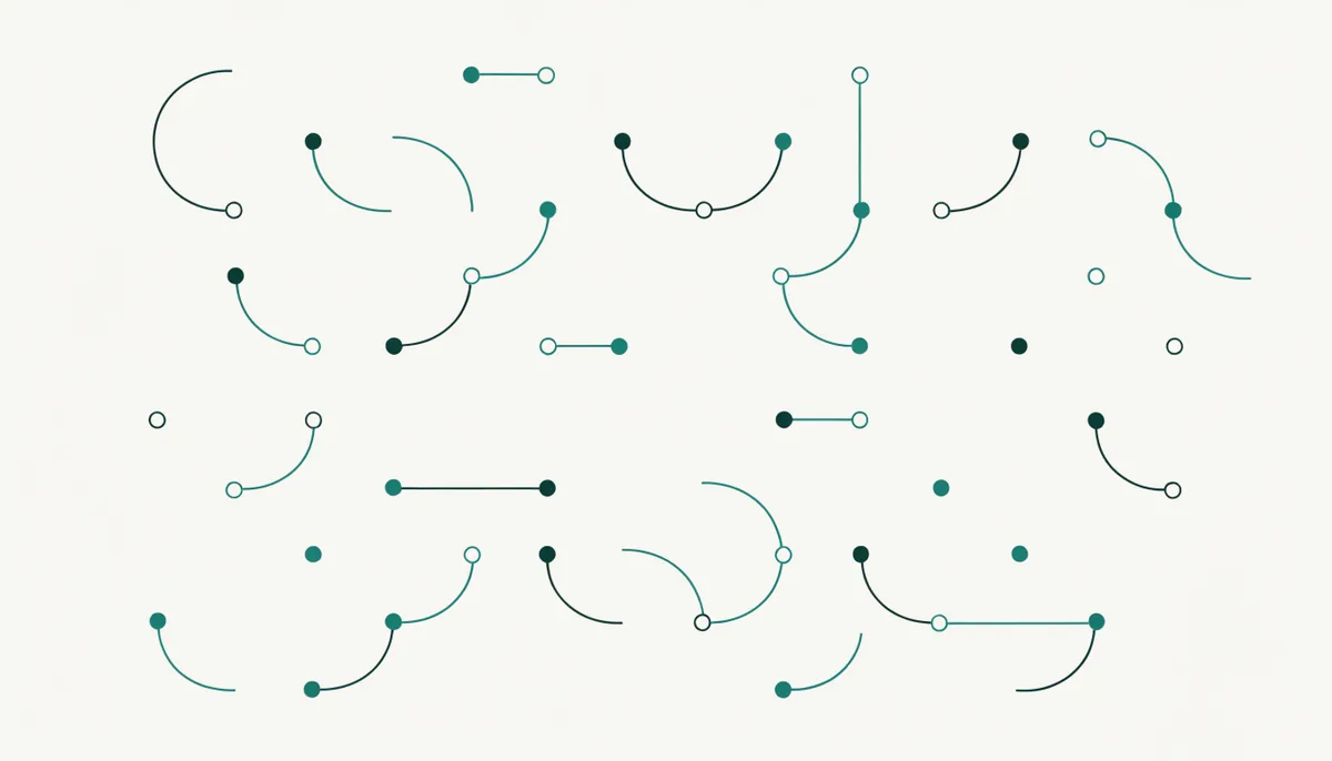 Ilustração abstrata de blocos de código conectados formando um sistema modular, representando ferramentas de teste A/B open-source