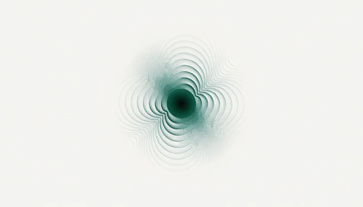 Ilustração abstrata em verde escuro e teal de uma centelha de ignição irradiando ondas concêntricas, sem texto, representando o primeiro momento de valor de um produto