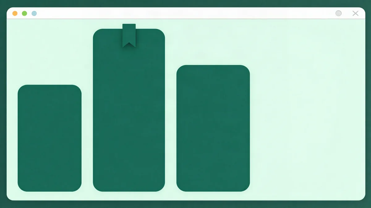 Flat illustration of three blank pricing plan cards of different heights inside a browser window, the middle one marked with a ribbon