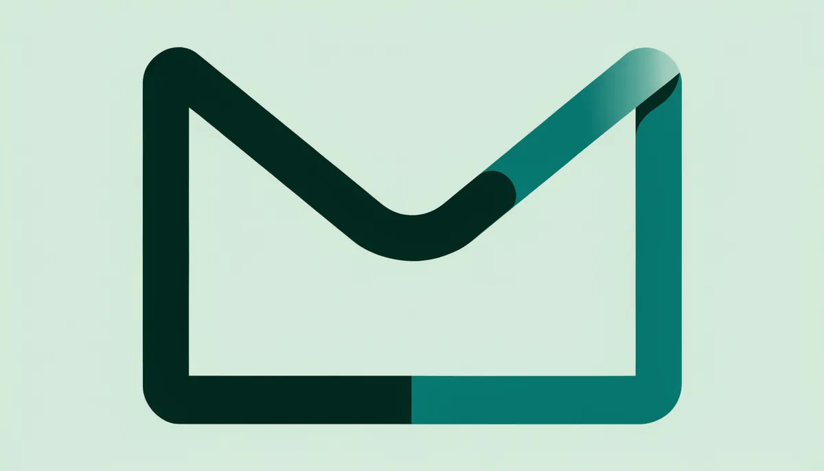 Ilustração abstrata de um envelope geométrico dividido ao meio em verde escuro e teal, simbolizando as duas variações de um teste A/B de e-mail