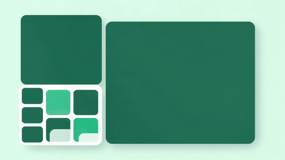 Ilustração plana de um layout de página de produto com bloco de imagem grande e miniaturas, com uma segunda variação do mesmo layout ao lado